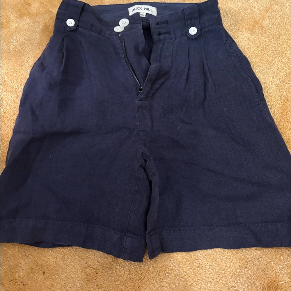 Alex Mill Navy Linen Bermuda Shorts